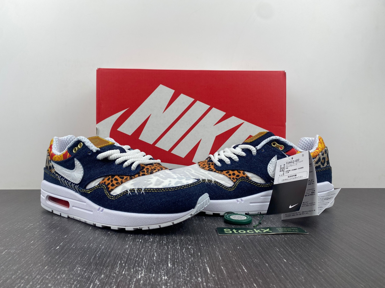 nike air max 1 premium denim leopard men