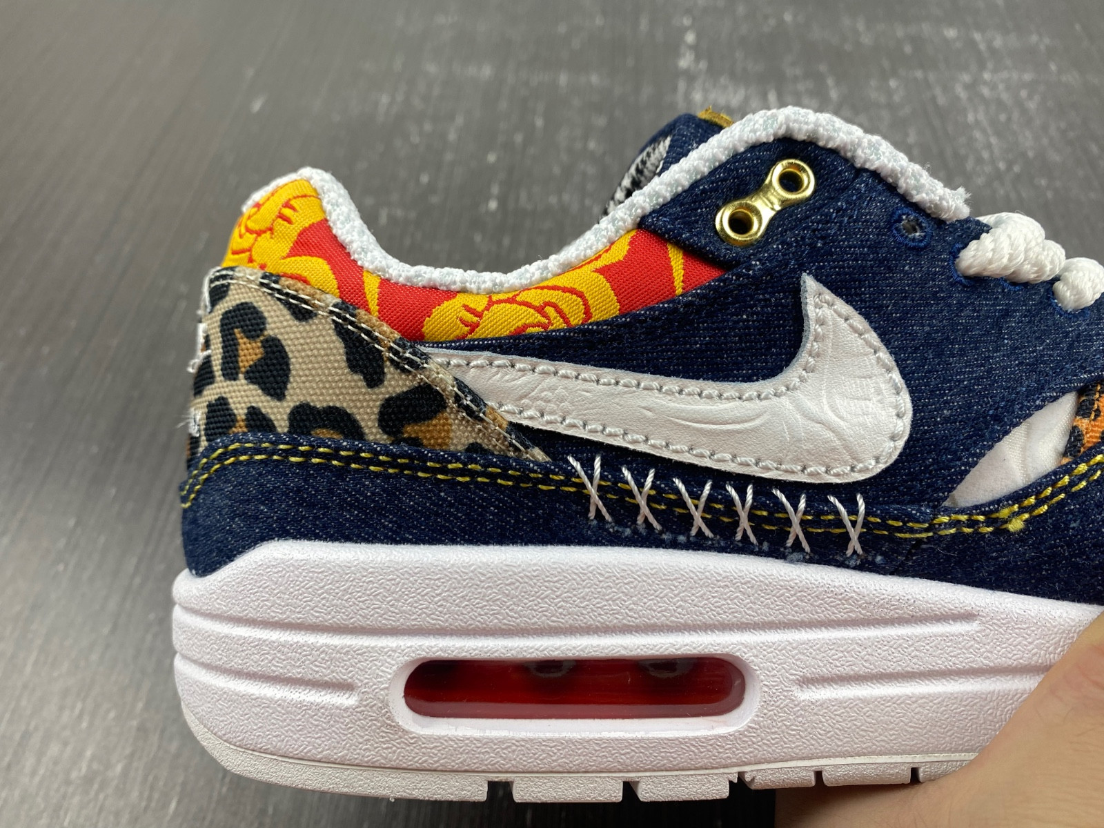 nike air max 1 premium denim leopard men