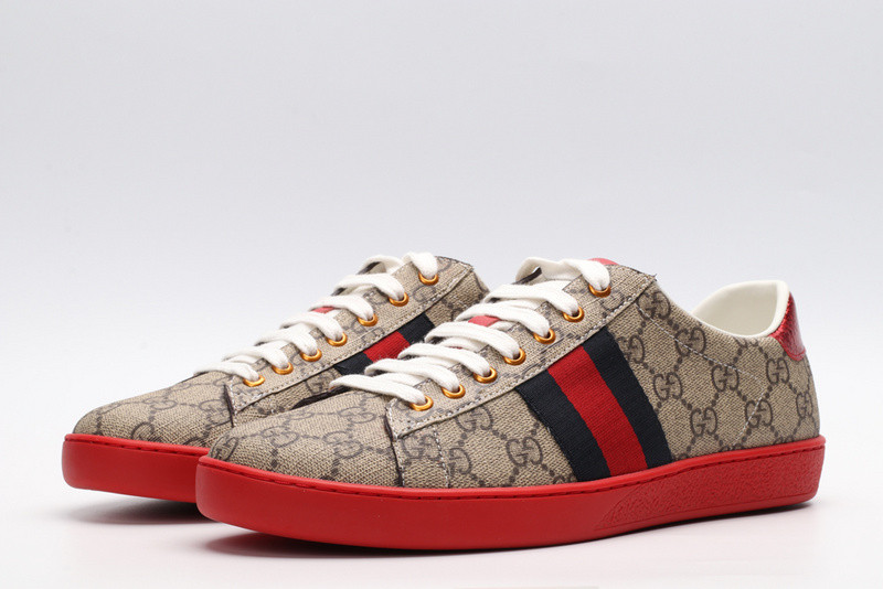 G*u*i ace embroidered low-top sneaker brown with stripe