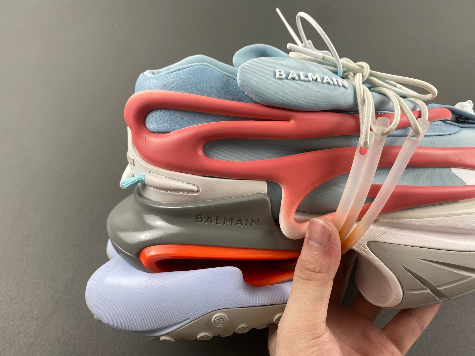 balmain neoprene and leather unicorn low-top sneakers