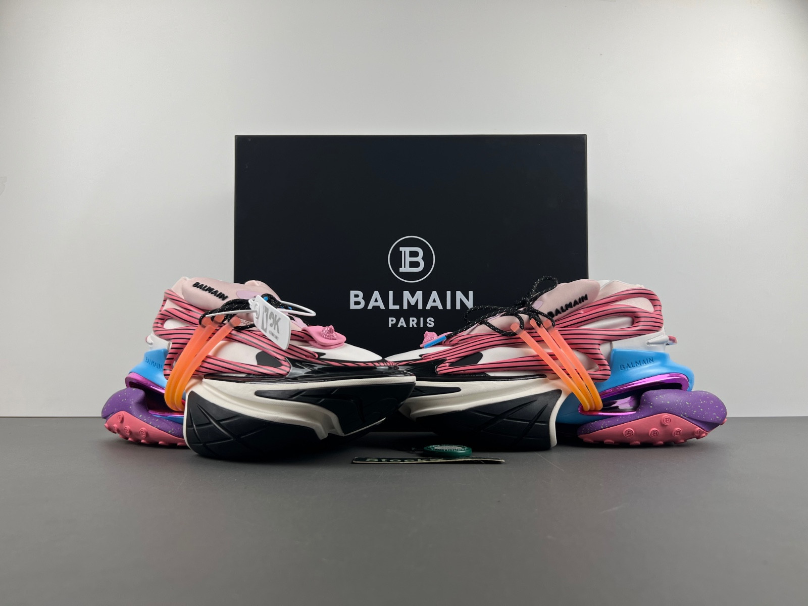 balmain neoprene and leather unicorn low-top sneakers