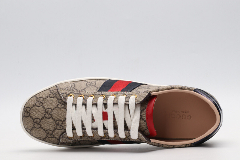 G*u*i ace embroidered low-top sneaker brown with stripe