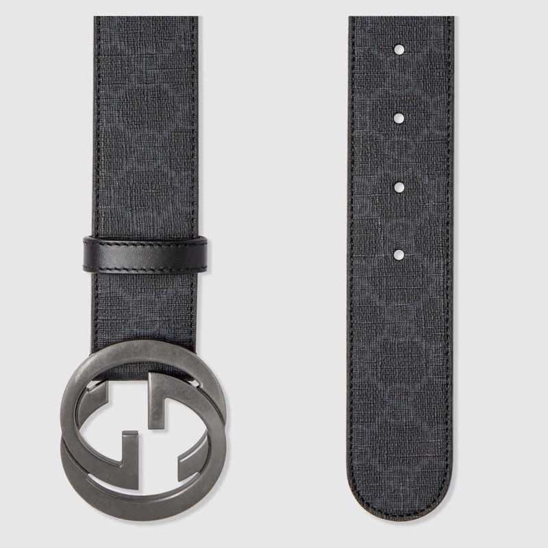 G*u*i interlocking g buckle high-grade artificial canvas belt 411924