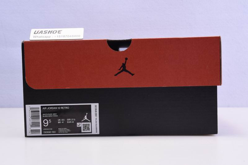 jordan 12 retro white dark grey (gs) 153265-160