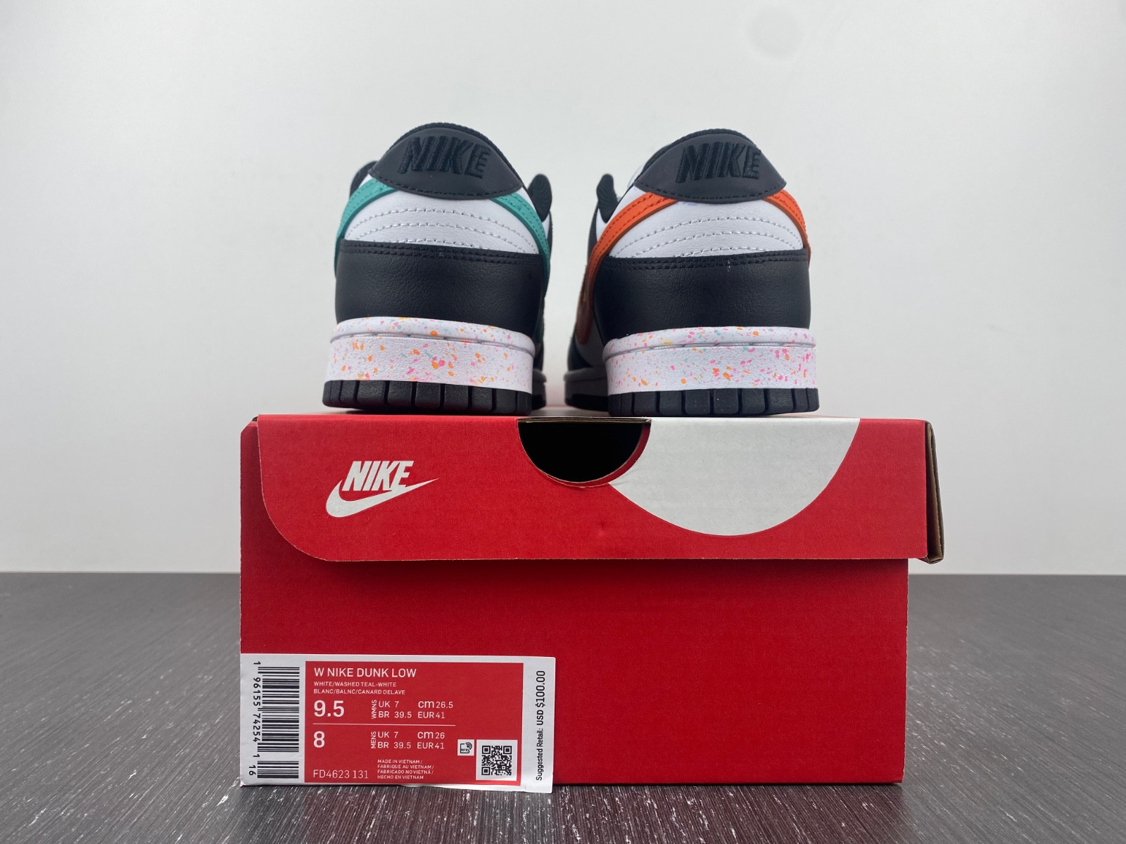 nike dunk low multiple swooshes white washed teal (w) fd4623-131