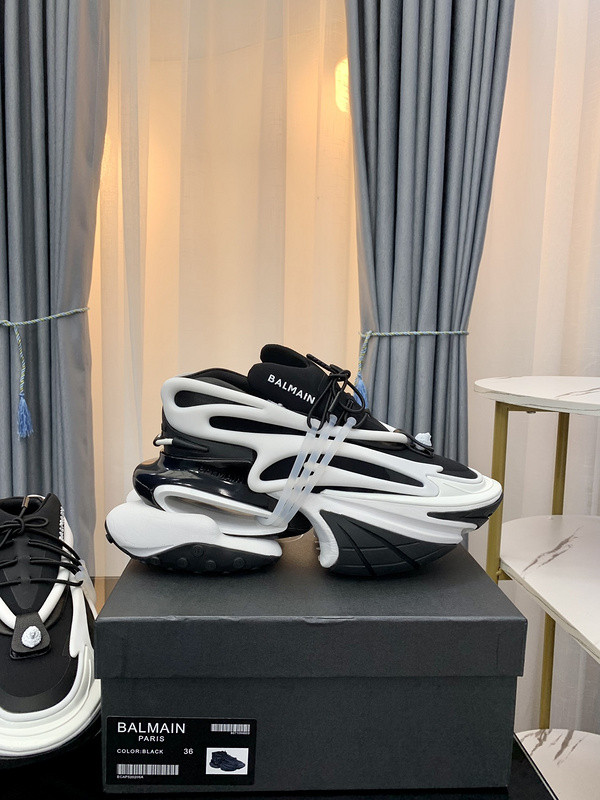 balmain neoprene and leather unicorn low-top sneakers