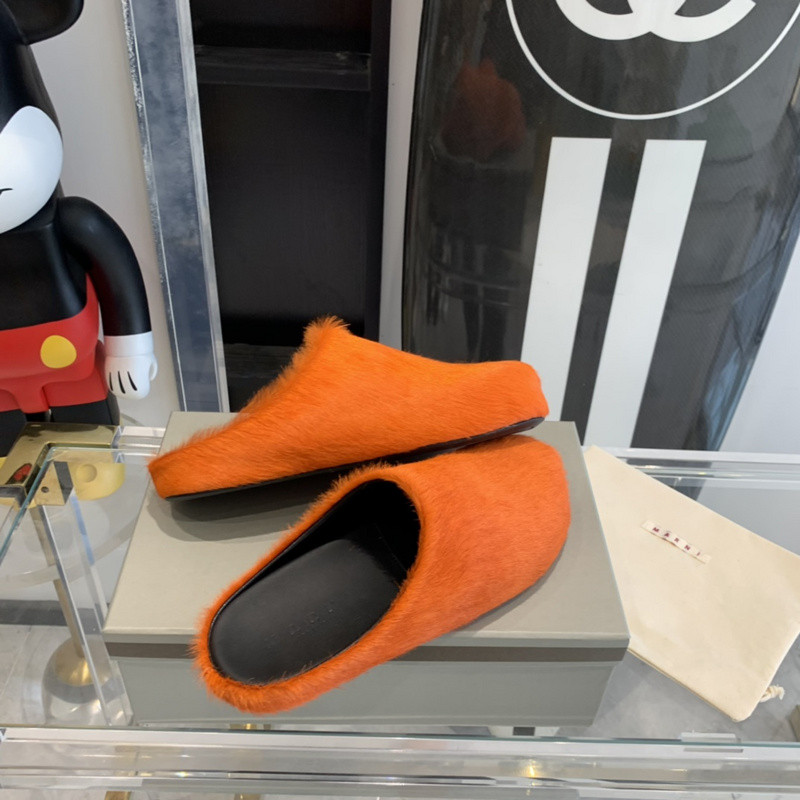 marni orange fussbett sabot loafers