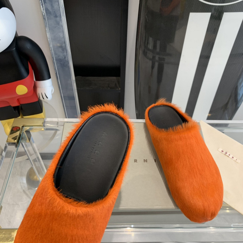 marni orange fussbett sabot loafers