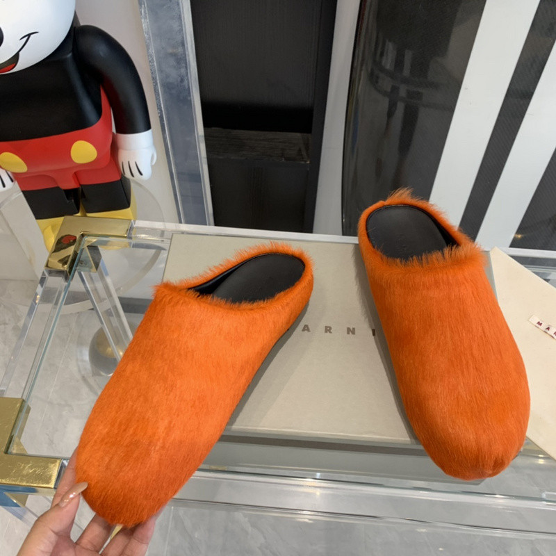 marni orange fussbett sabot loafers