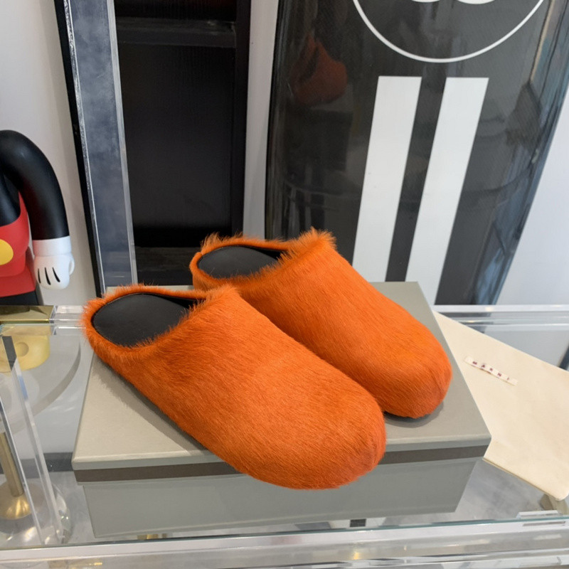 marni orange fussbett sabot loafers