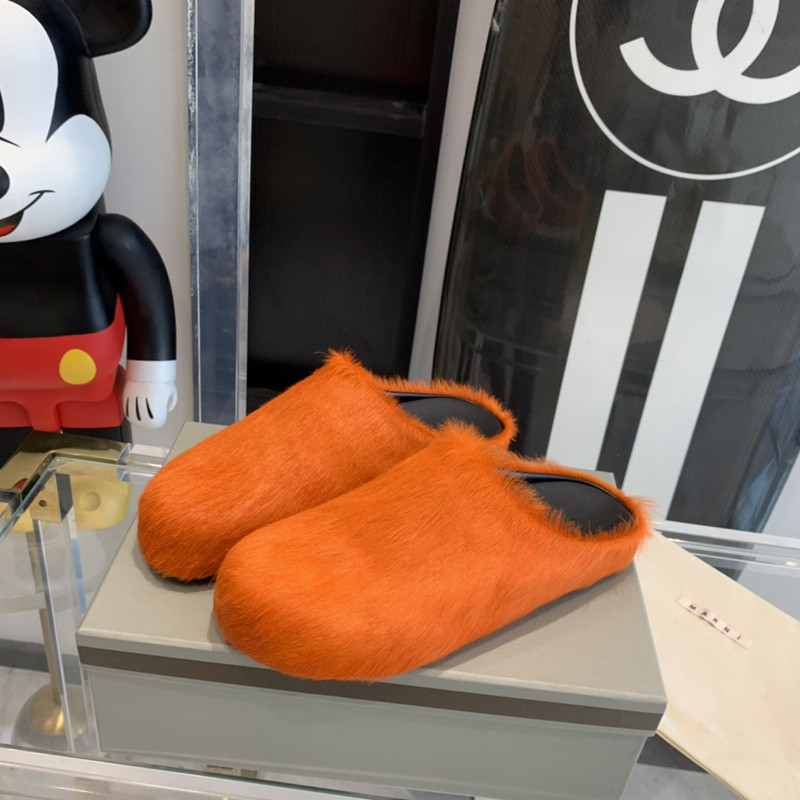 marni orange fussbett sabot loafers