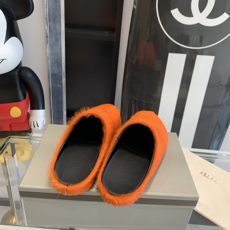 marni orange fussbett sabot loafers