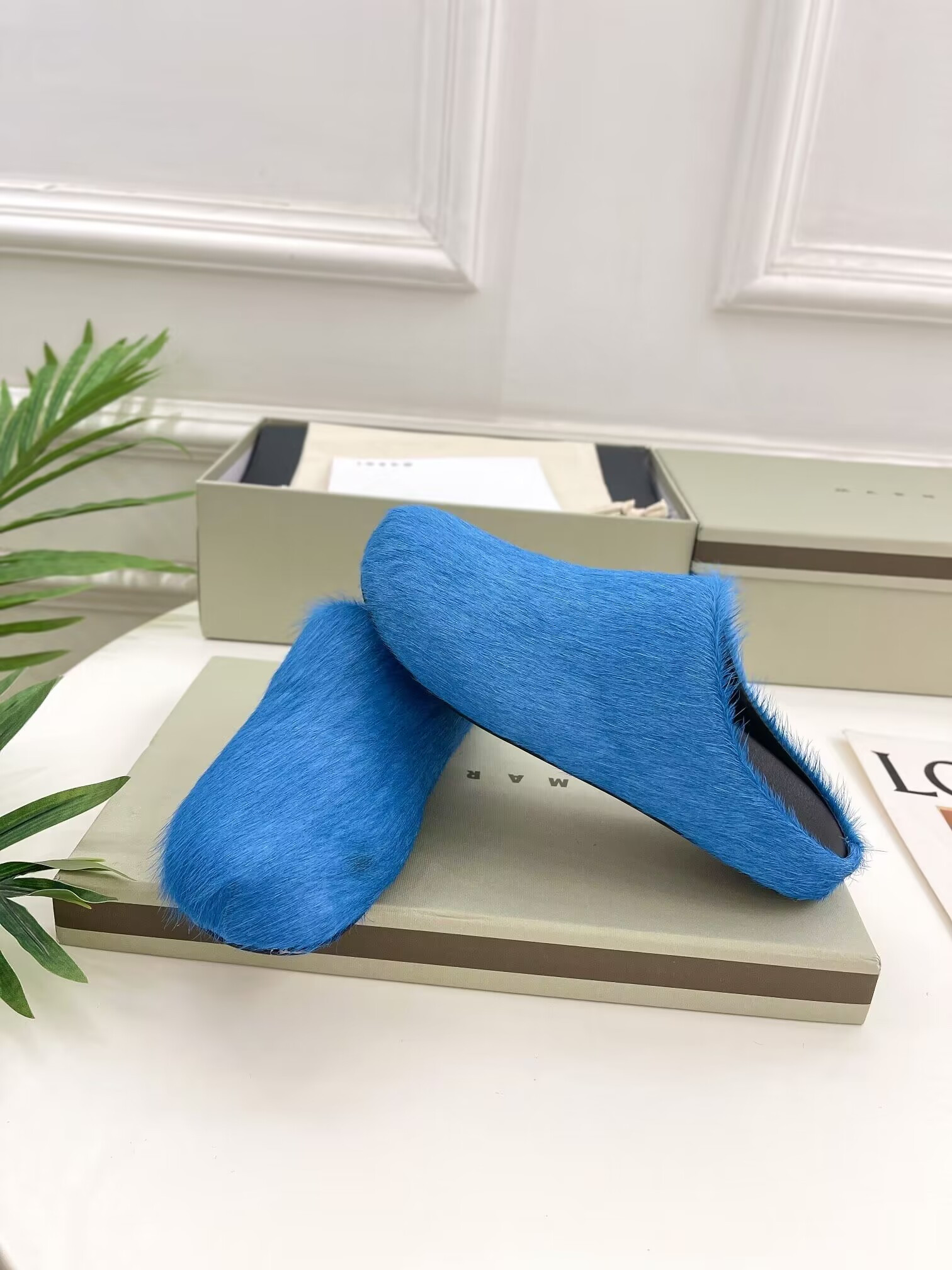 marni blue fussbett sabot loafers