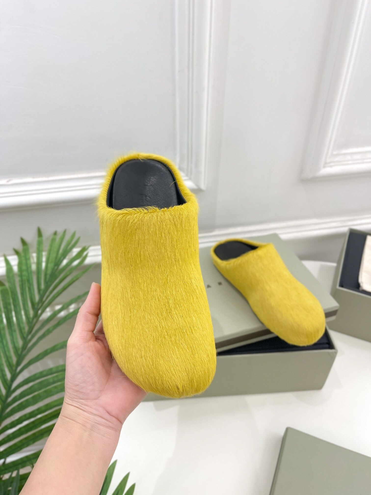 marni yellow fussbett sabot loafers
