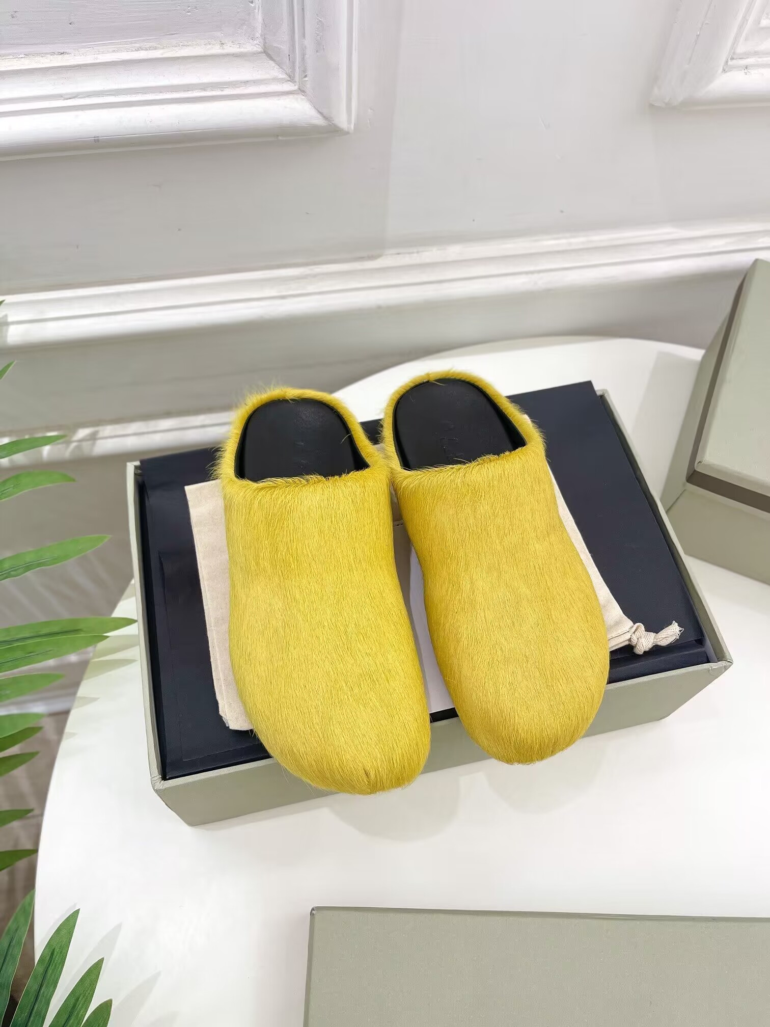 marni yellow fussbett sabot loafers