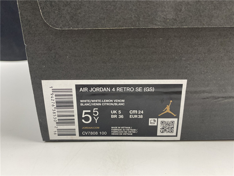 jordan 4 retro white lemon pink (gs) - cv7808-100