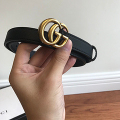 G*u*i leather belt with double g buckle 409417