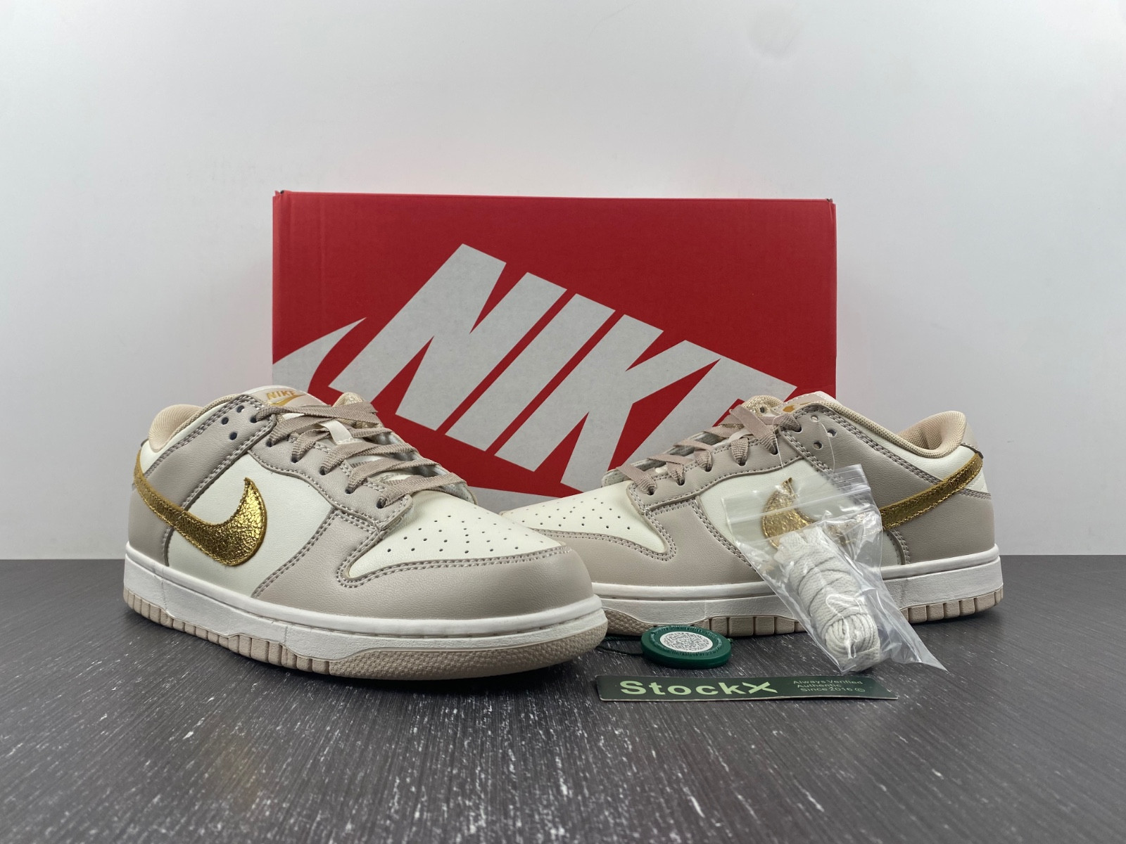nike dunk low phantom metallic gold (women