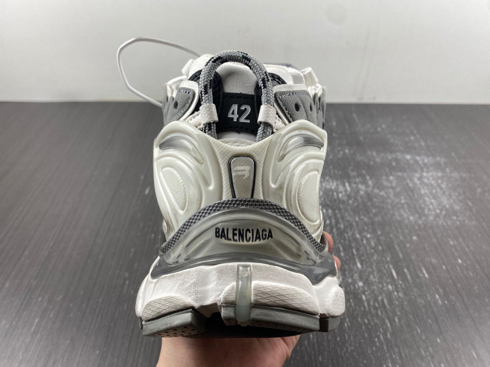 Ba*len*cia*ga runner sneaker in grey/white/black