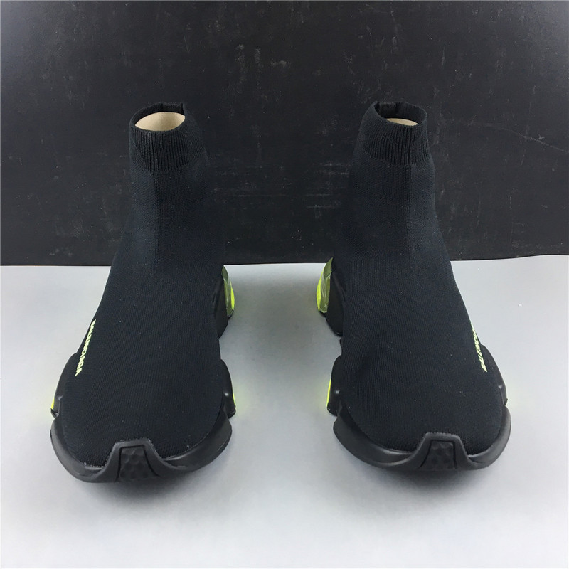 Ba*len*cia*ga speed trainer sneakers with yellow bottom