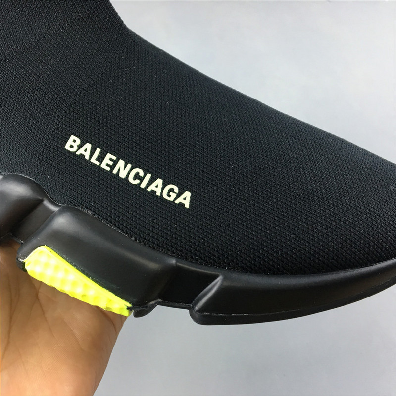 Ba*len*cia*ga speed trainer sneakers with yellow bottom