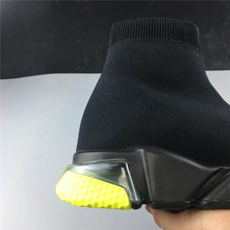 Ba*len*cia*ga speed trainer sneakers with yellow bottom