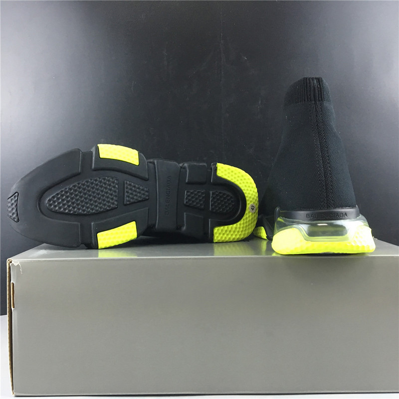 Ba*len*cia*ga speed trainer sneakers with yellow bottom