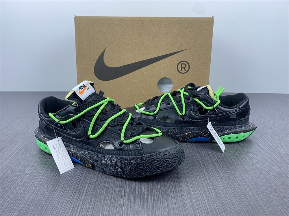 owt x nike blazer low black green dh7863-001